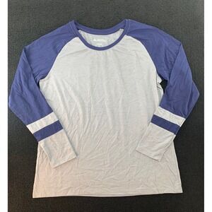 Augusta Sportswear Ladies Long Sleeve Raglan Baseball Tee Gray Blue Size L